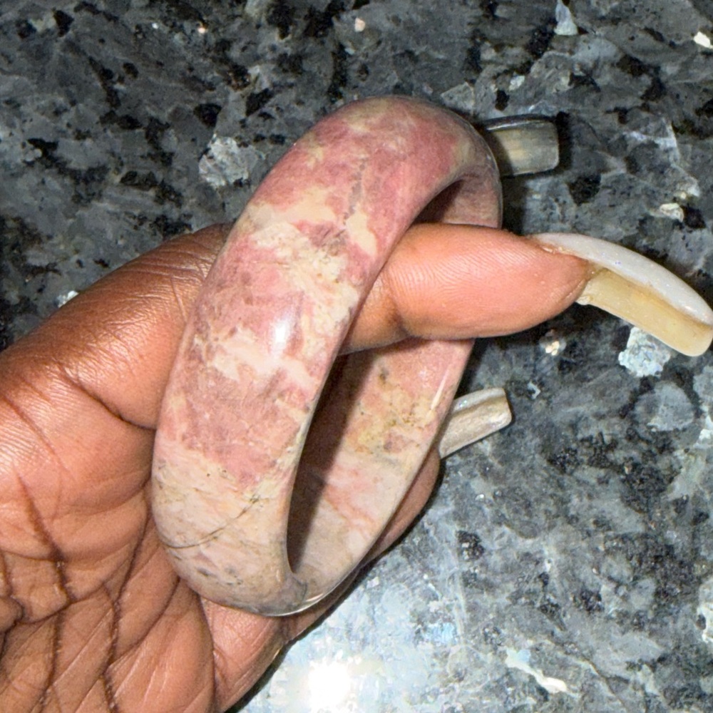 Elegant Pink Rhodonite Bangle 59MM (2.32”) Natural stone - Picture 6 of 10